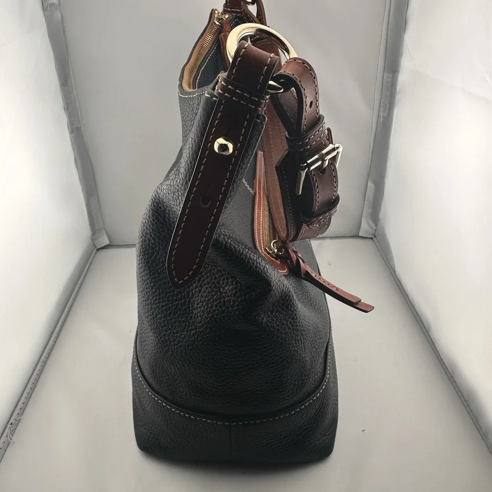 Dooney & Bourke Sophie‎ Black Pebble Leather Hobo Shoulder Bag Classic Preppy